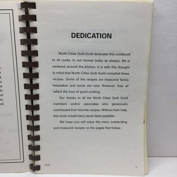 Favorite Recipes Of Quilters By North Cities Quilt Guild Cookbook 1990s Receipes - Picture 3 of 12